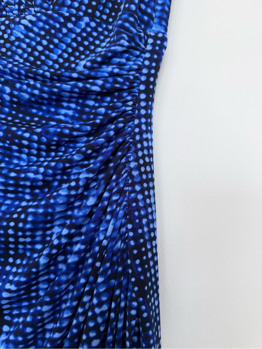 Ralph Lauren Blue and Black Midi Faux Wrap Dress - Picture 3 of 7